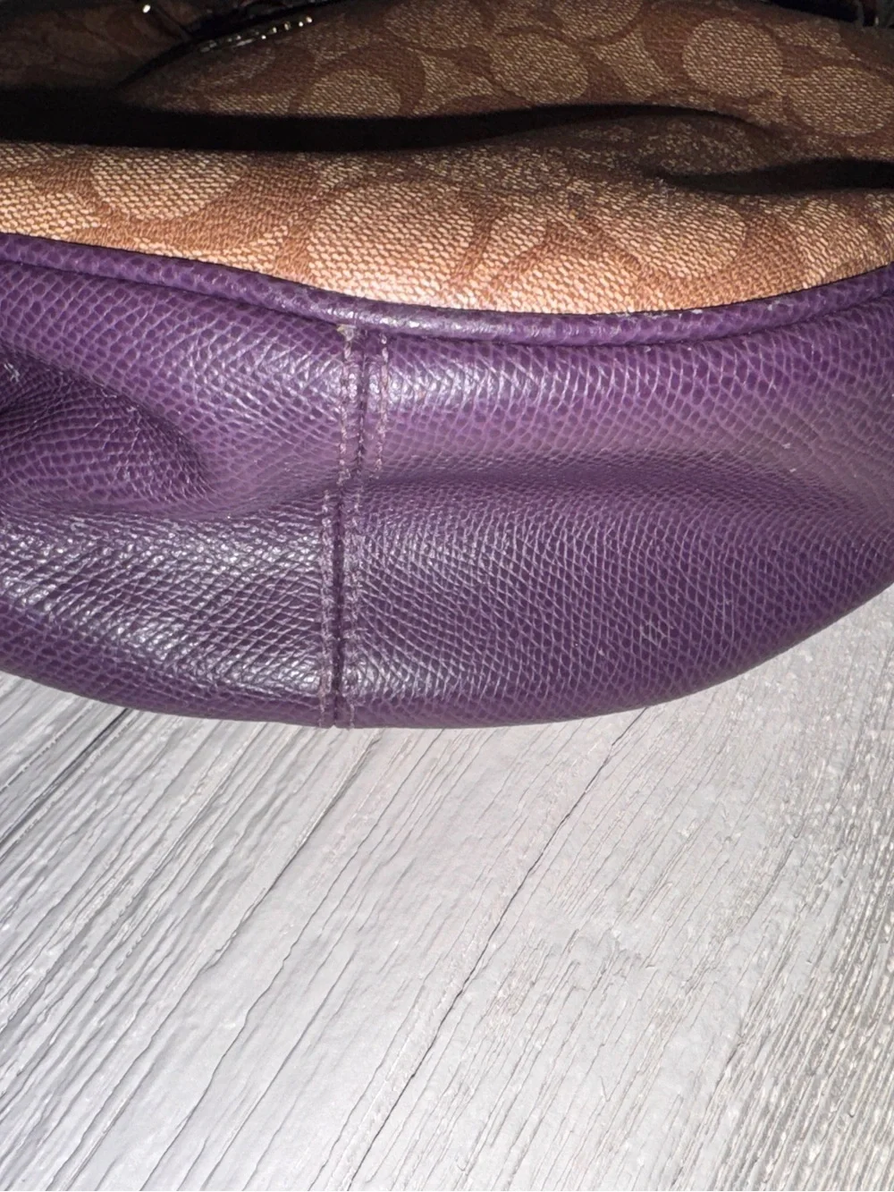 Coach Harley Hobo Bag Signature Canvas Purple Leather Trim F38267 June 2016 Y2K - Picture 4 of 10